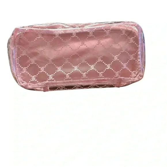NWT Juicy Couture Baby Pink XL Rhinestone Cosmetics Travel Bag w/ Toiletry Area - Picture 4 of 6